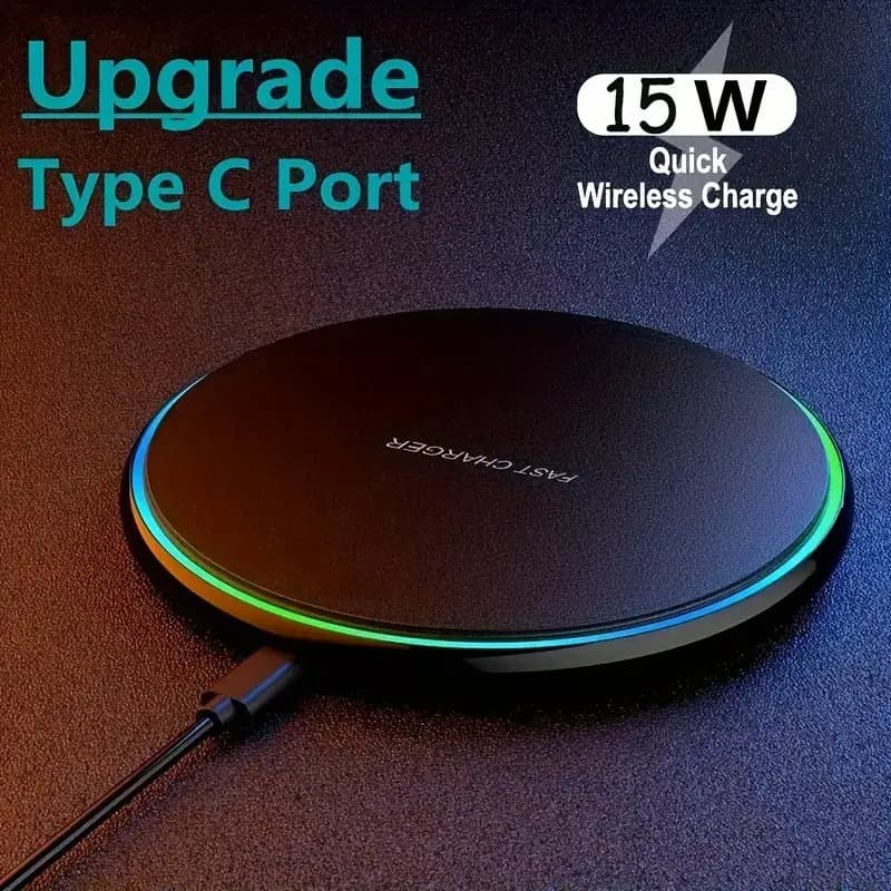 Desktop Wireless Charger 15W Fast Charging Pad for Phones, Hot-Selling Cross-Border Ultra-Slim Round Wireless Fast Charger