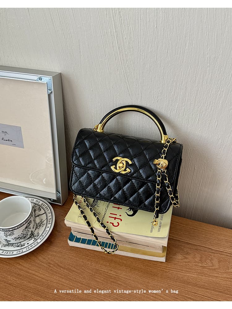 Small Fragrance Style Women's Bag Diamond Quilted Stitched Shoulder Square Bag Light Luxury Hot-Selling Crossbody Chain Bag Handbag Small Tote