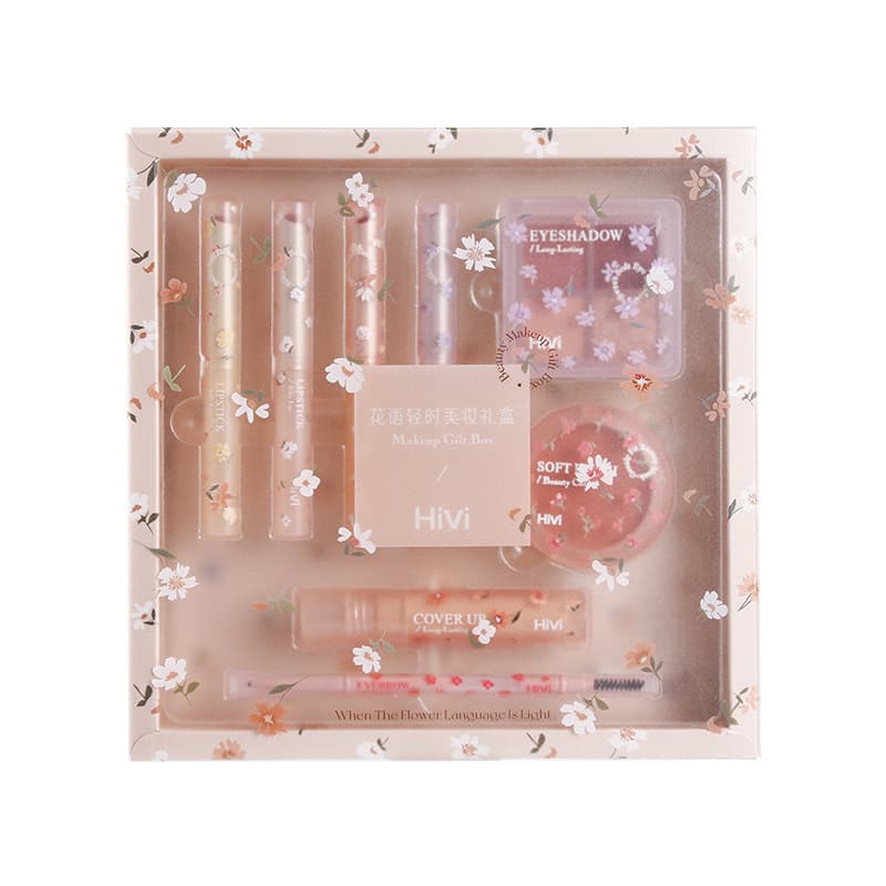 Hivi Floral Light Beauty Gift Box Lip Gloss Eyebrow Pencil Concealer Blush Gift Set for Holidays Wholesale