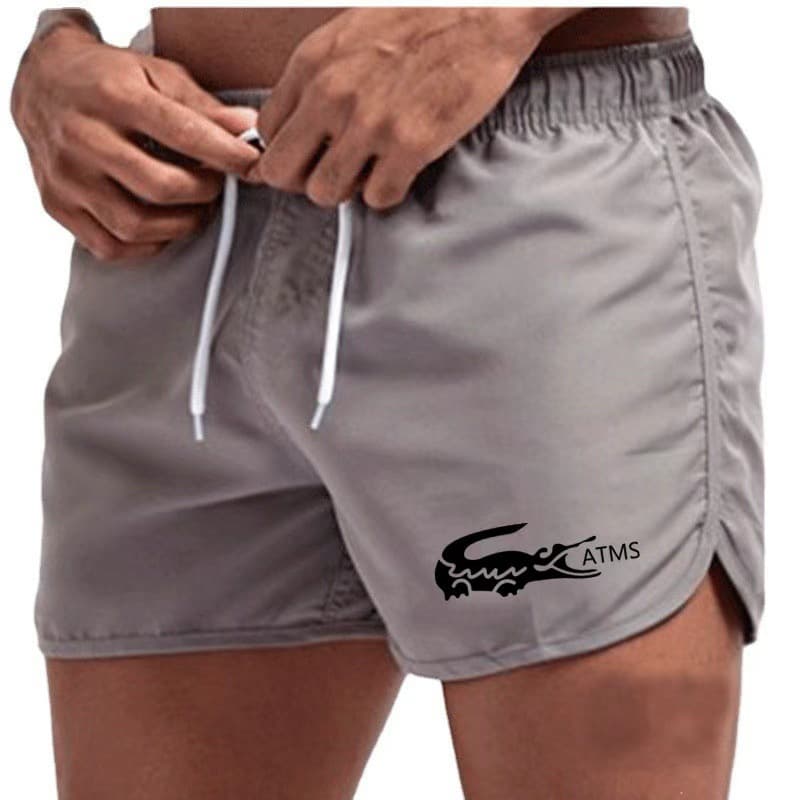 New European and American Men's Fashion Beach Shorts, Polyester Letter Print Sports Shorts, Men's Three-Quarter Beach Pants