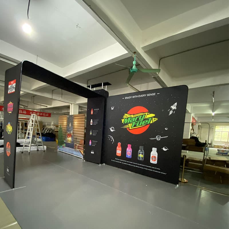 Manufacturer supplies portable aluminum alloy exhibition booths, custom-made booth construction, heat transfer printing, exhibition backdrops.