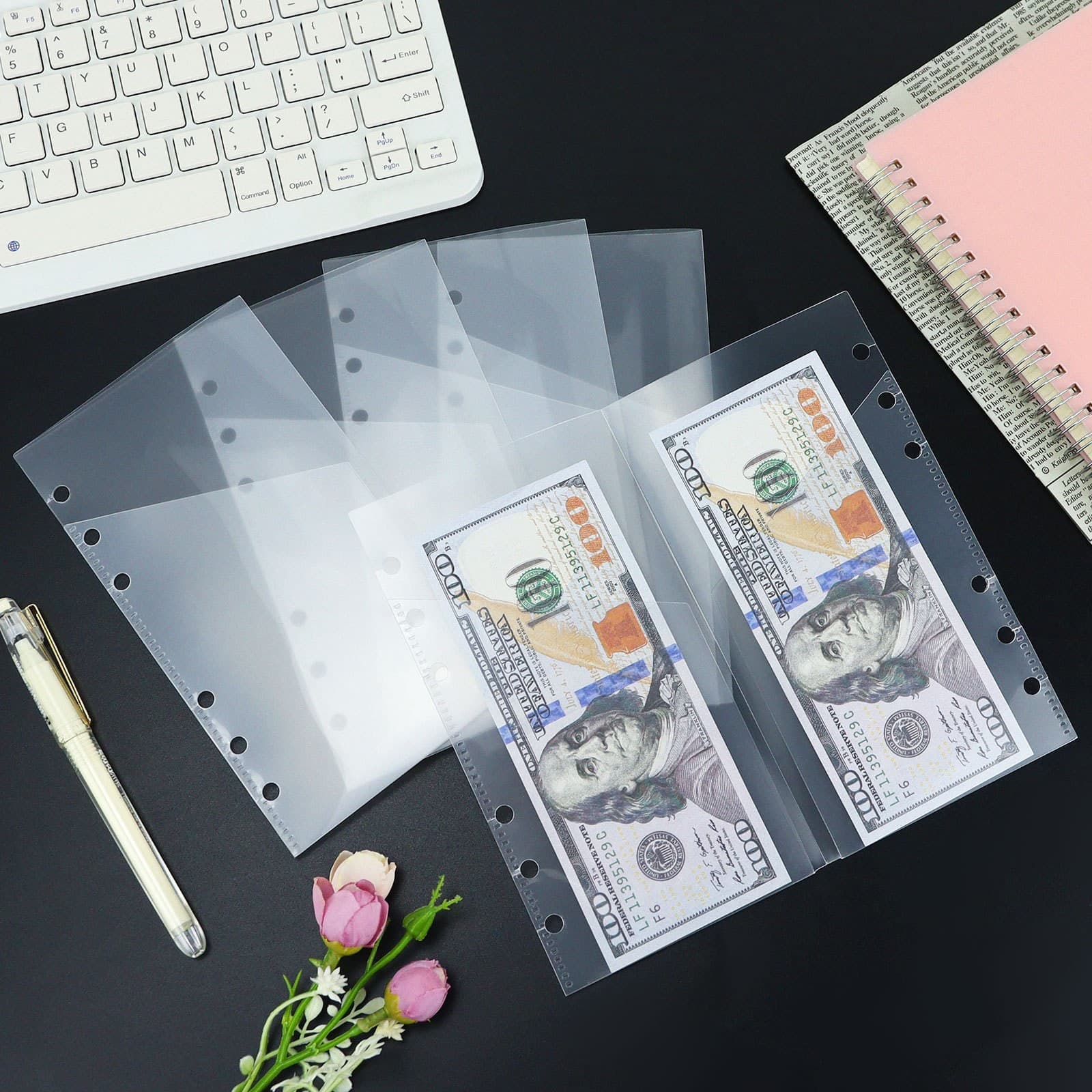 Notebook Refill A6 Loose-Leaf PP Pockets Planner Inserts Budget Stickers Double Insert Pockets Stock Wholesale