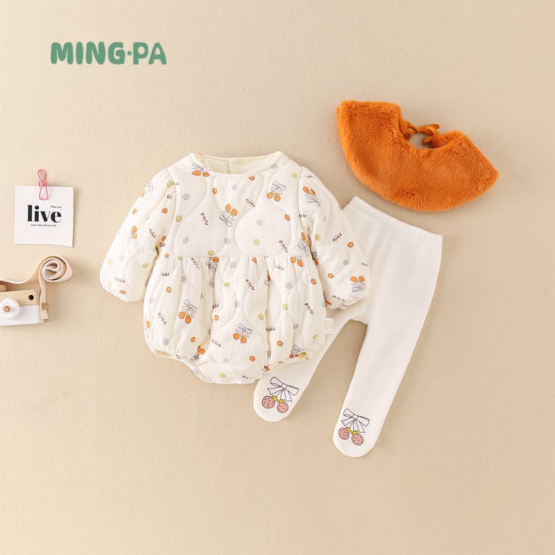 Baby Clothes, Autumn and Winter Clothing, Newborn Thin Cotton Fleece-Lined Romper, Baby Girl Jumpsuit, Bodysuit Set, Crawling Suit