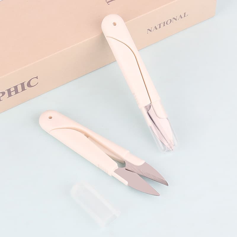 Plastic Spring Thread Snips High-quality Household U-shaped Safety Cap Stainless Steel Scissors