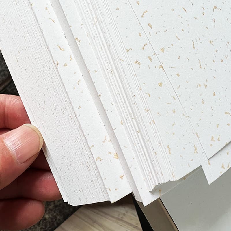 Antique Gold-Sprinkled Specialty Hard Cards, White Gold-Sprinkled Borderless Cardstock for Calligraphy, Hand/Footprint Keepsakes, Baby Mementos