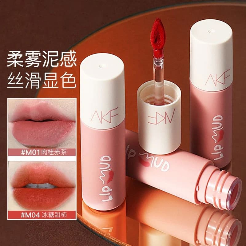 AKF lip mud lip glaze matte matte velvet lipstick daily fake makeup low saturation skin whitening lip glaze wholesale