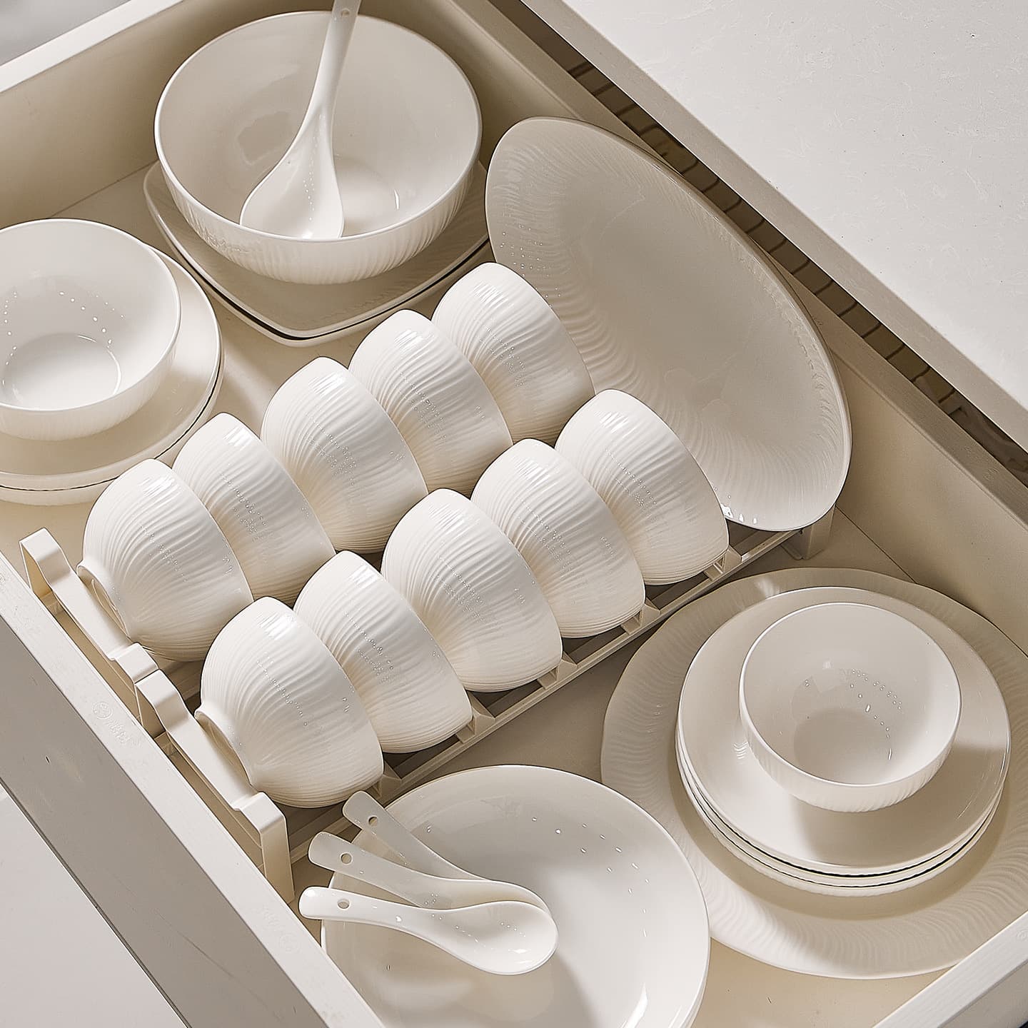 Underglaze color household pure white ceramic tableware high-end rice bowl and dish set rice bowl noodle bowl soup bowl combination