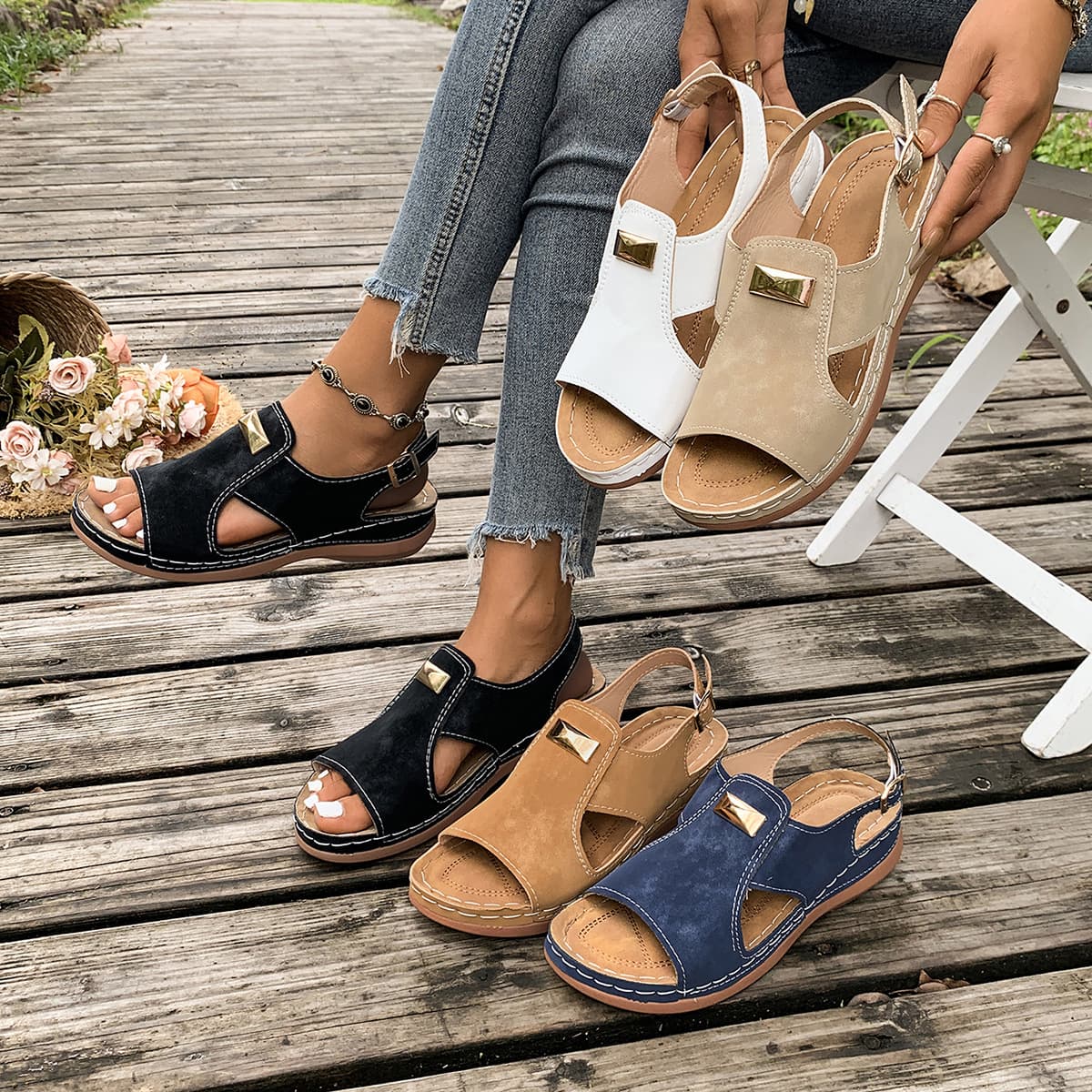Cross-border Trade Plus-size Wedge Sandals for Women 2026 Summer New Style European and American Fashion Casual Hollow Thick-soled Sandals