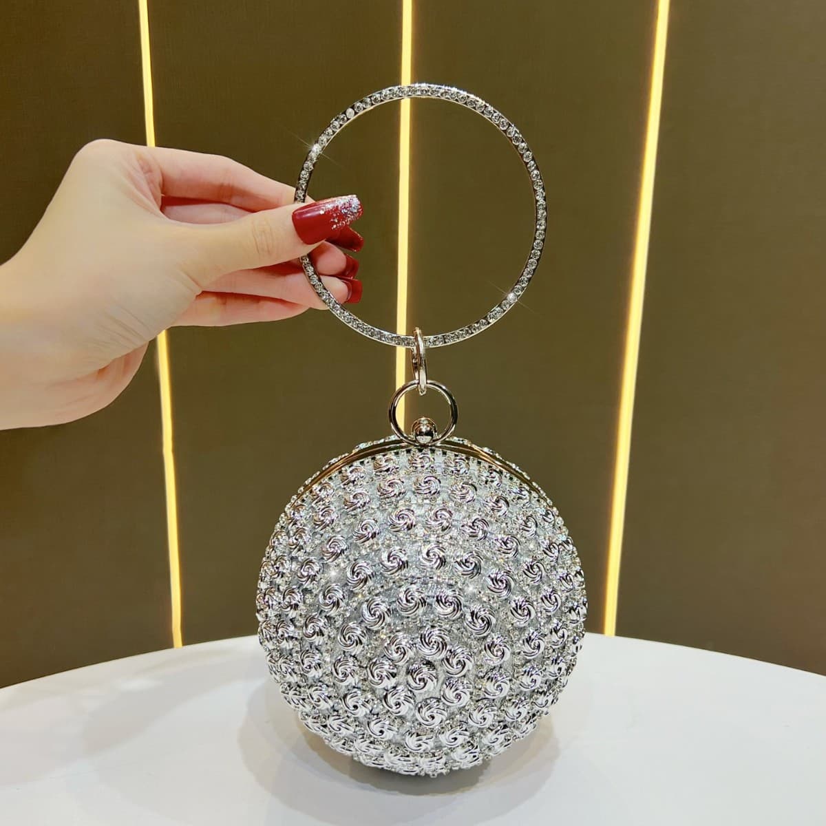 Rose Ball Evening Bag Luxury Handbag Fashion Sparkly Diamond Handbag High-End Crossbody Small Bag for Women