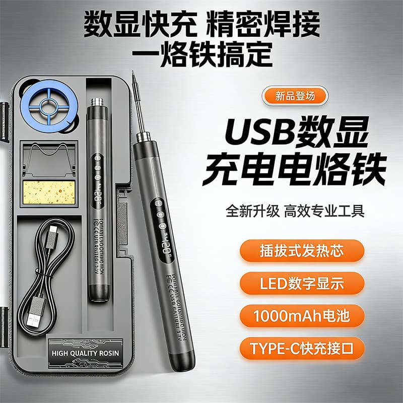 Large mAh USB digital display rechargeable soldering iron portable internal heating wireless household 1000mah lithium battery soldering iron
