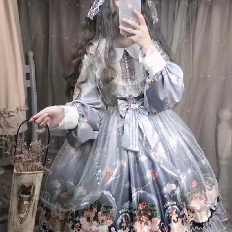 Girls' Lolita Dresses for Autumn and Winter, Everyday Princess Lolita Set, Complete Artistic Lolita Dress