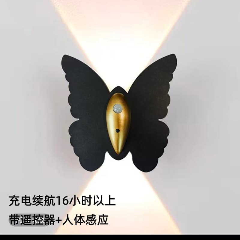 Butterfly Wall Lamp for Indoor Room Bedroom Bathroom Motion Sensor Wall Light, No Wiring Magnetic Induction Light, Rechargeable