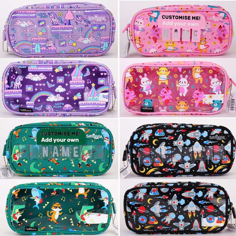 Australia smiggle pencil bag primary and secondary school students large capacity pencil bag cartoon translucent pencil bag stationery pencil bag