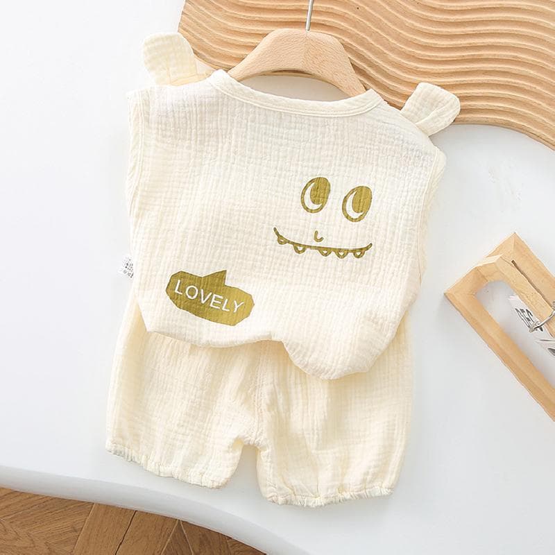 Baby clothes summer thin cotton gauze vest set split two-piece set 0-1 year old girl baby boy summer clothes