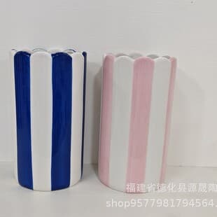 Striped Ceramic Vase Creative Desktop Decoration Entryway Living Room Home Wedding Decoration Gift