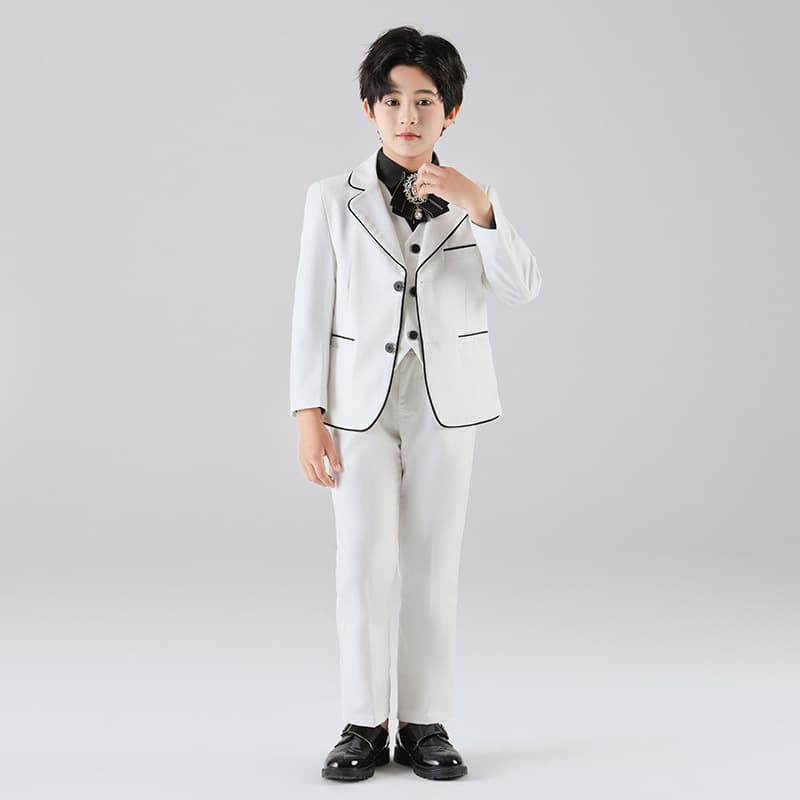 Children's Suit and Vest Set in Off-White - Boy's Piano Performance and Hosting Suit