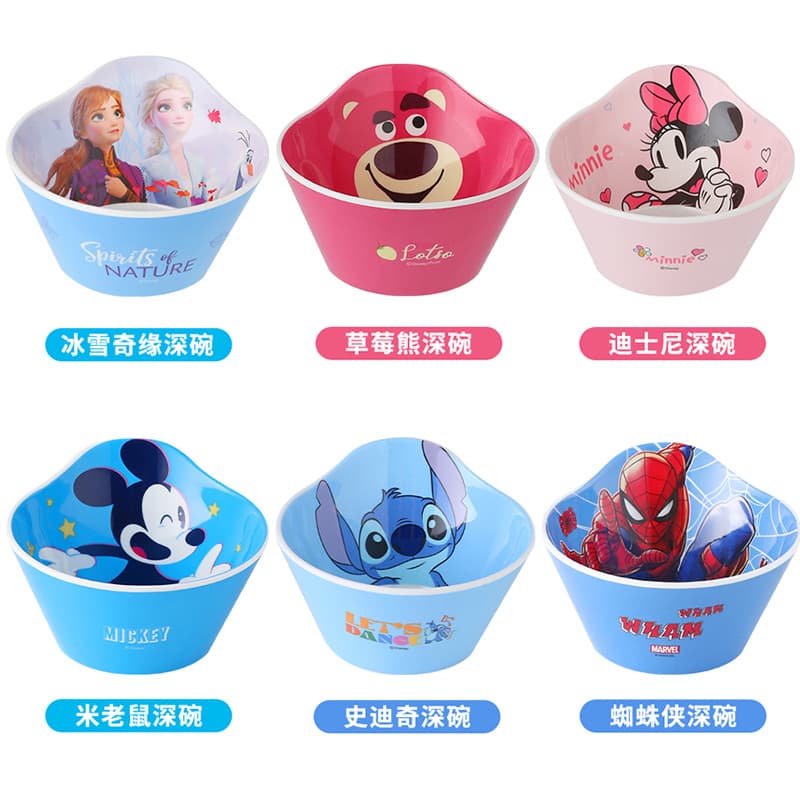 Disney Stitch Cute Cartoon Cow Pattern Anti-Ceramic Deep Bowl Set Household Tableware Rice Bowl Wholesale