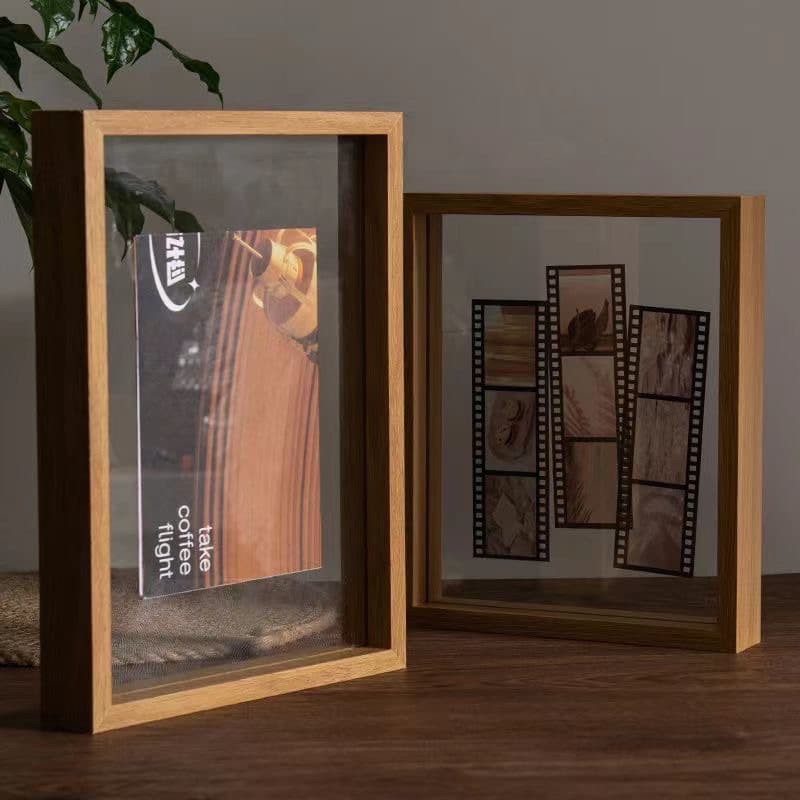 Modern Double-Sided Transparent Photo Frame Tabletop Winter Light Frame Plant Specimen Frame MDF European Creative Picture Frame