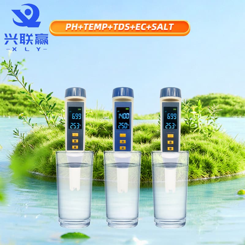 Five-in-One Water Quality Tester Pen High Precision PH Salinity TDS EC Household Tap Drinking Water Multi-Parameter Test Pen