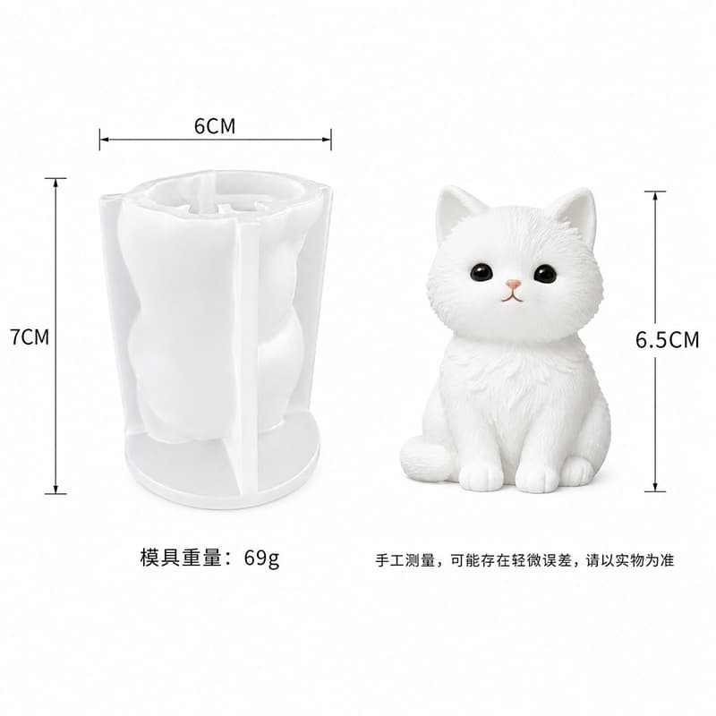 Kitten Candle Silicone Mold DIY Animal Shape Resin Plaster Mold Decoration Cross-border Stock Wholesale