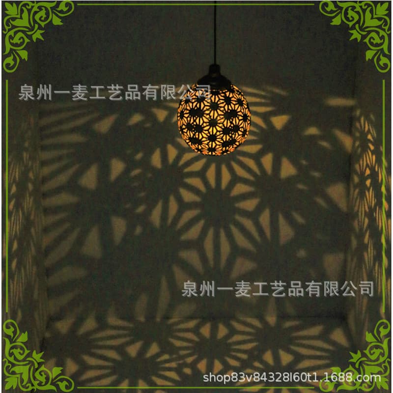 New Solar Spherical Hanging Light Antique Bronze Outdoor Decorative Lamp Hollow Sphere Design Suitable for Porch and Garden