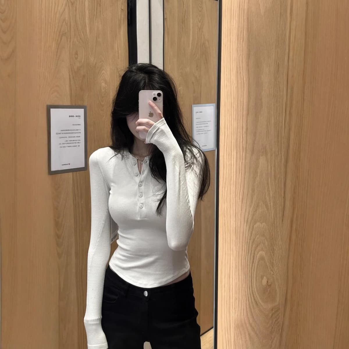 lulufend Long Sleeve Henley Shirt Athletic Fitted Stretch T-Shirt Slim Knit Base Layer Casual Top Women's T-Shirt