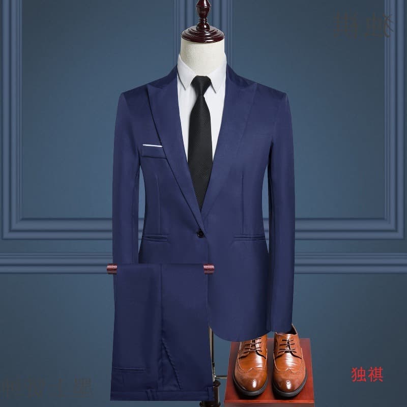 Casual Business Men's Korean Style Suit Set Two Pieces One for Wedding Groomsmen Polyester Blend Fiber Vest And Trousers