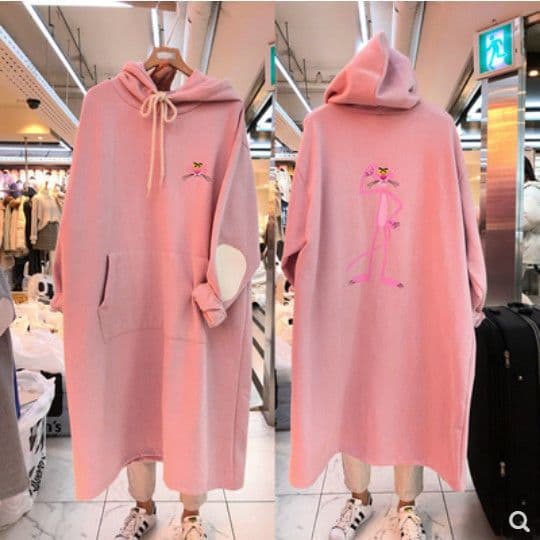 Plus Size Women's Clothing, New Korean Style, Loose Fit, Mid-Length, Long Sleeve Maternity Dress/Sweatshirt