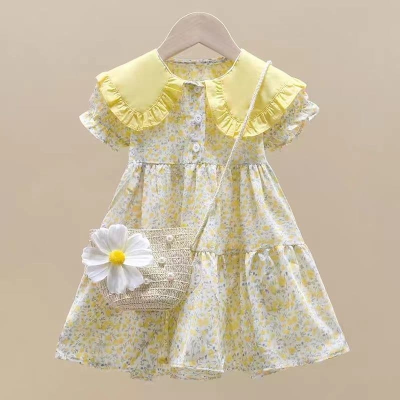 Children's Summer Fashionable Dress for Girls, New Floral Print Dress, Little Girl Princess Dress