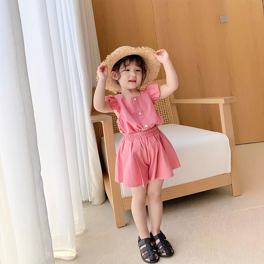 Summer Girls Sweet Set Kids Lace Top + Shorts Two-Piece Set Export Children's Clothing Drop Shipping