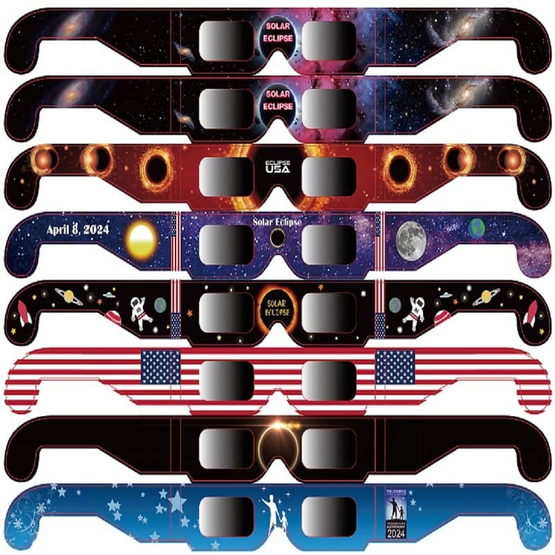 2025 Stock Solar Eclipse Viewing Glasses, Paper Total Solar Eclipse Glasses, ISO123-2 Certified Eclipse Observation Glasses