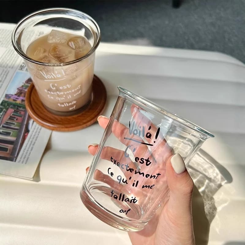 Ice American Internet Famous Glass High Beauty Coffee Cup Light Luxury Retro Cold Drink Suction Cup Simple Glass Wholesale