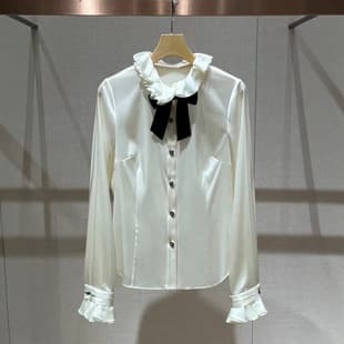 Palace-Style Blouse for Women 2026 Early Autumn New Arrival French Elegant Ruffled Bow Long-Sleeve Shirt Top