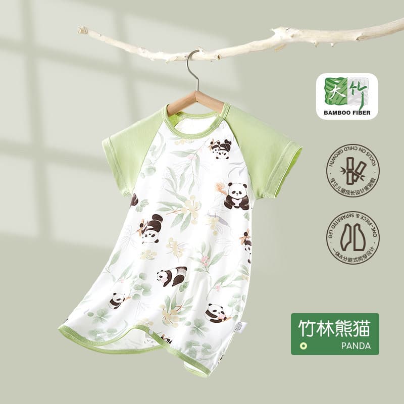 Children's Pajamas Bamboo Fiber Cooling Sleepwear, Boys Girls Baby Robe Summer Thin, Infant Sleep Dress Air Conditioning Romper Sleep Sack