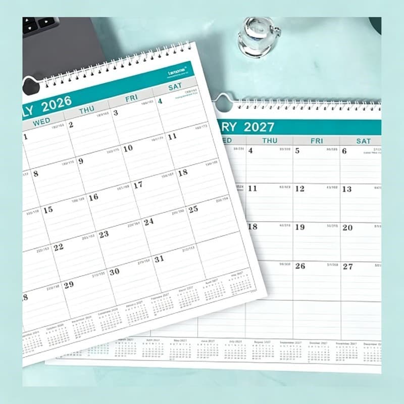 Cross-border Custom 2026-2027 Calendar Thick Paper Large Monthly Hanging Planner Spiral Plan Book Office Home Use