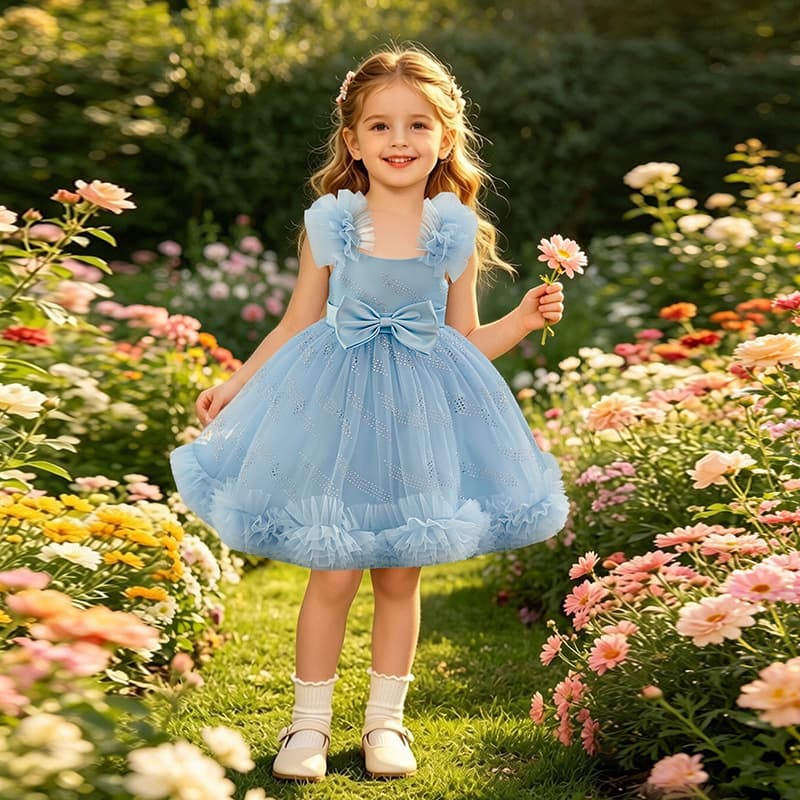 2026 Amazon Festival Evening Dress Children's Puffy Mesh Princess Dress Baby Lolita Girls Dress
