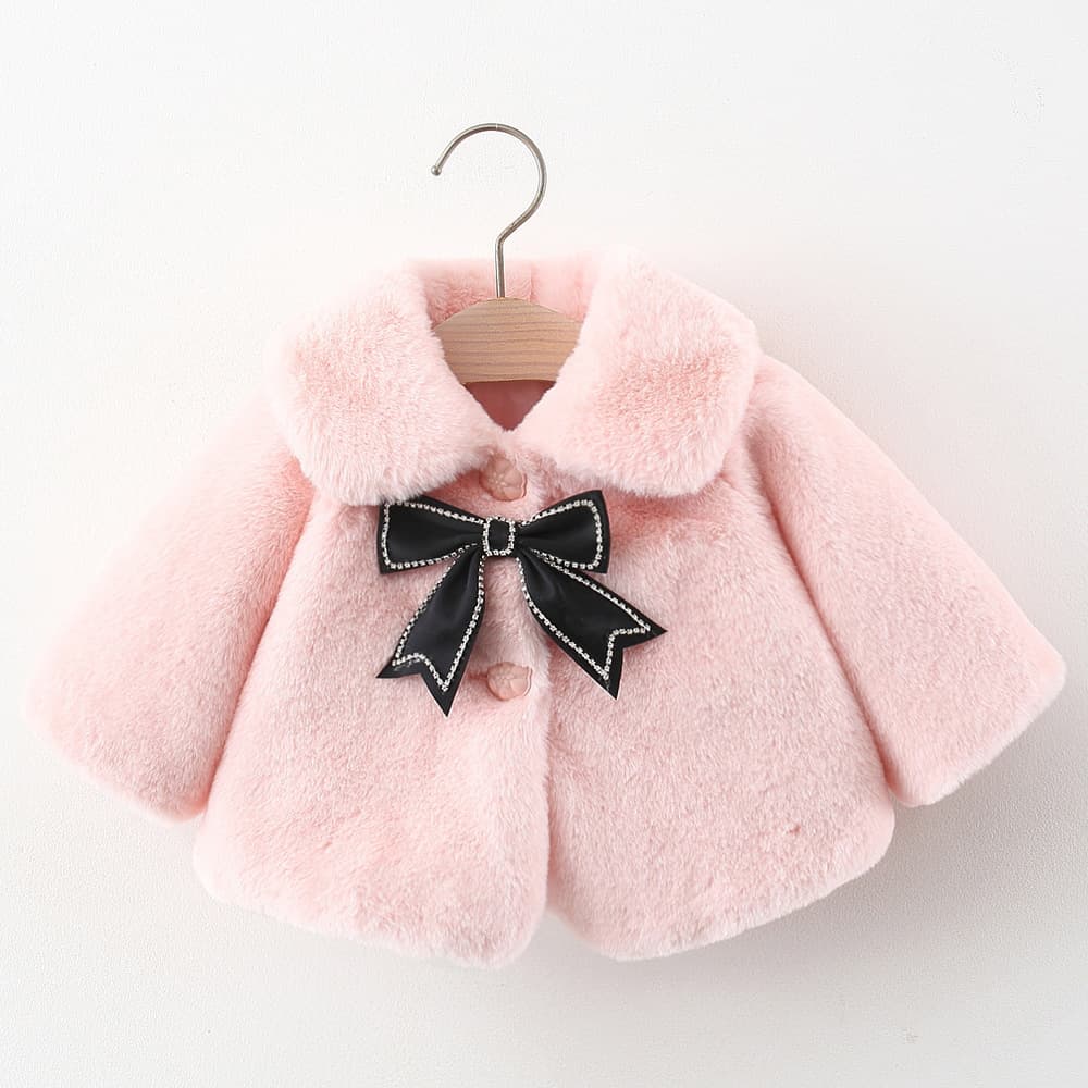 Girls Cotton Coat Winter Jacket Toddler Kids Cotton-Padded Outerwear Faux Fur Fluffy