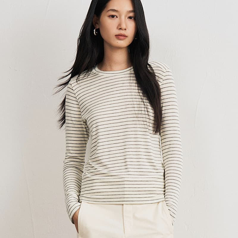 Autumn/Winter Tencel Acetate Base Layer for Women, Lyocell Wool Round Neck Warm Knitted Top Solid Color Inner Wear Long-Sleeve Top