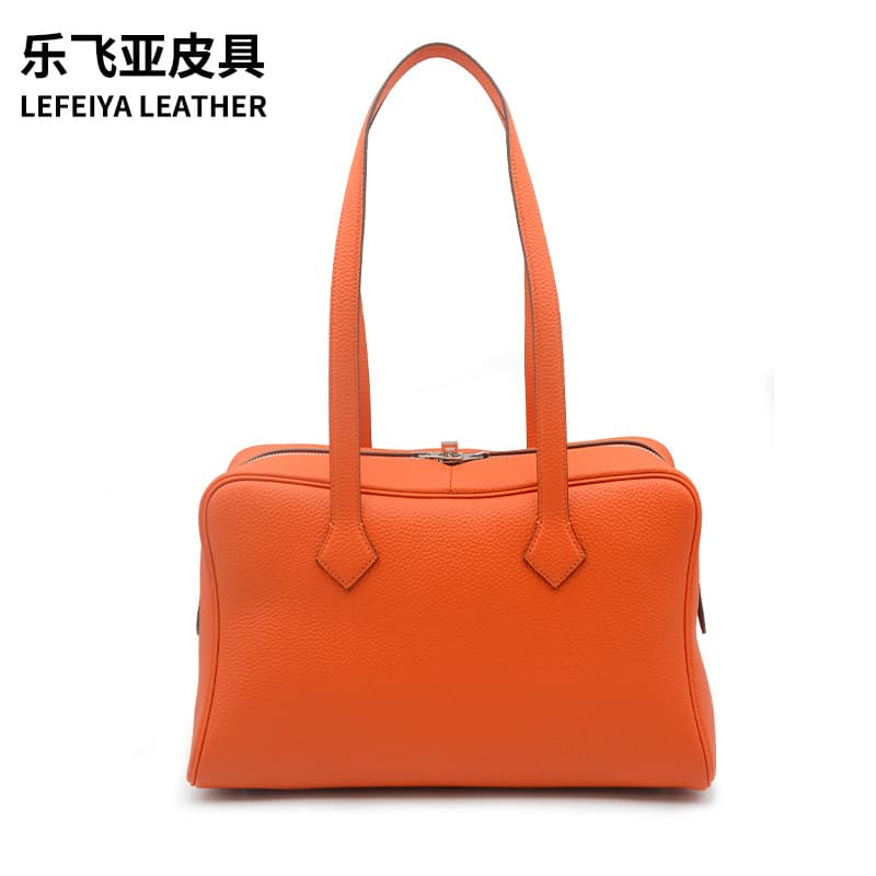 Popular TC top-grain leather Victoria bag, fashionable cross-body commuter bag, genuine leather women's shoulder Boston pillow bag