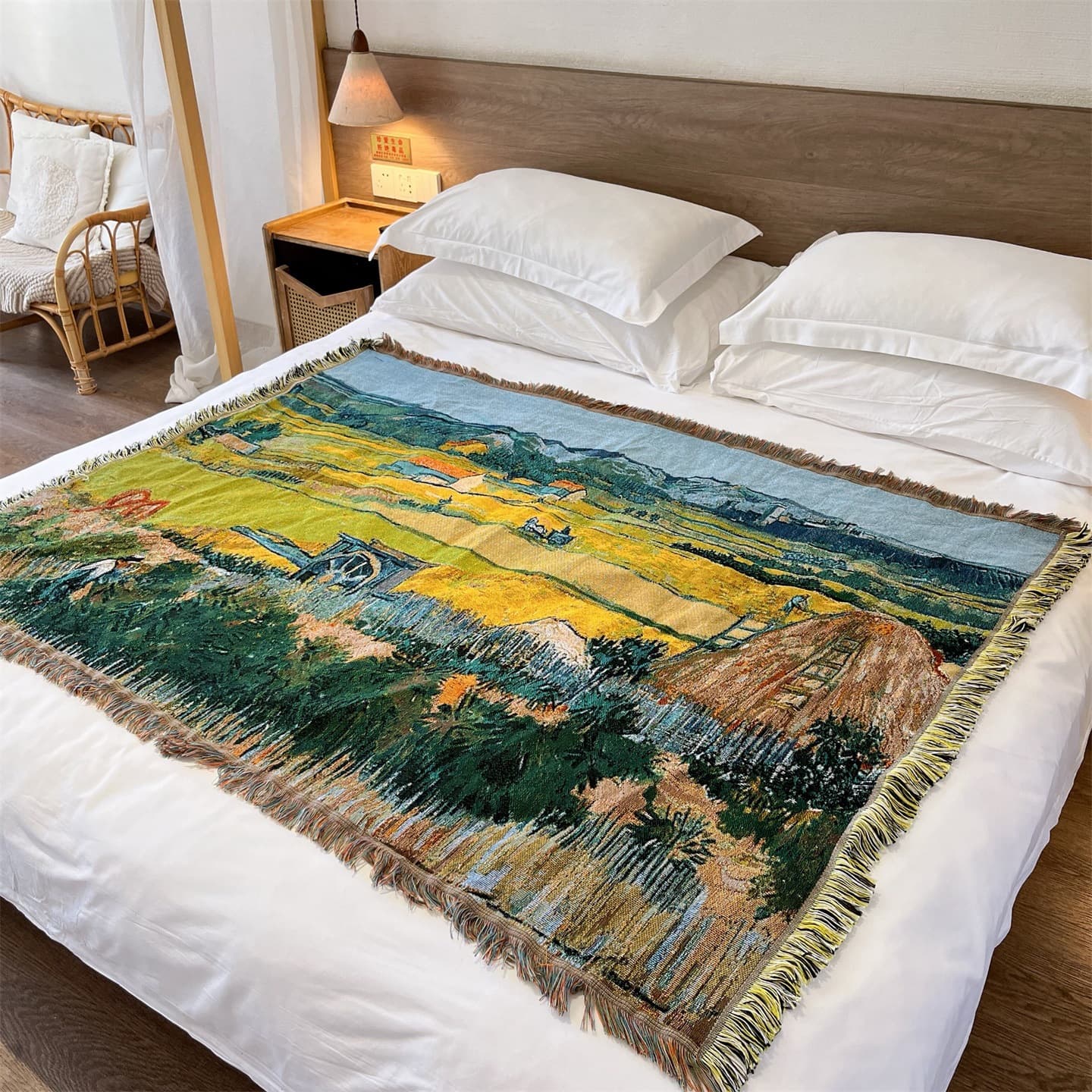 Cross-border Van Gogh retro oil painting thread blanket bedside towel decorative cover cloth tablecloth art tapestry TAPESTRY THROW