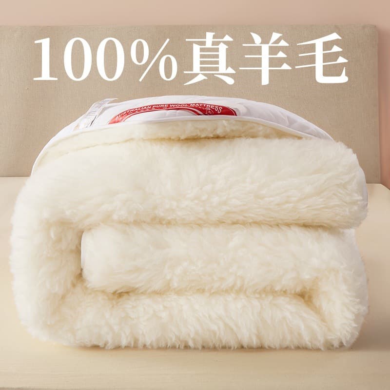 100% Real Wool Mattress Bed Underpad Autumn Winter Warm Moisture-Proof Lamb Fleece Soft Pad Foldable Student Double Quilted Pad