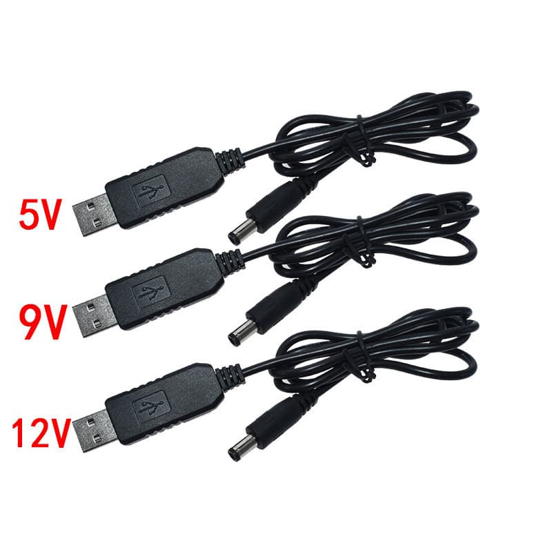 USB Boost Cable DC to DC 5V/9V/12V Power Bank Boost Module DC Connector 5.5x2.1mm