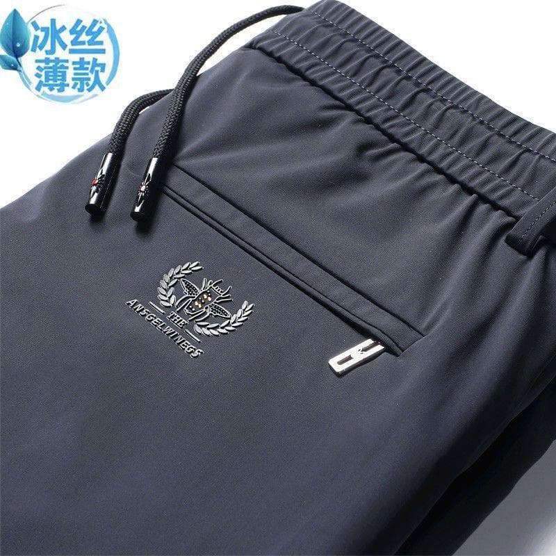 Summer Thin Men's Pants Non-stickable High Elasticity Straight-leg Pants Ice Silk Middle-aged Sweatpants