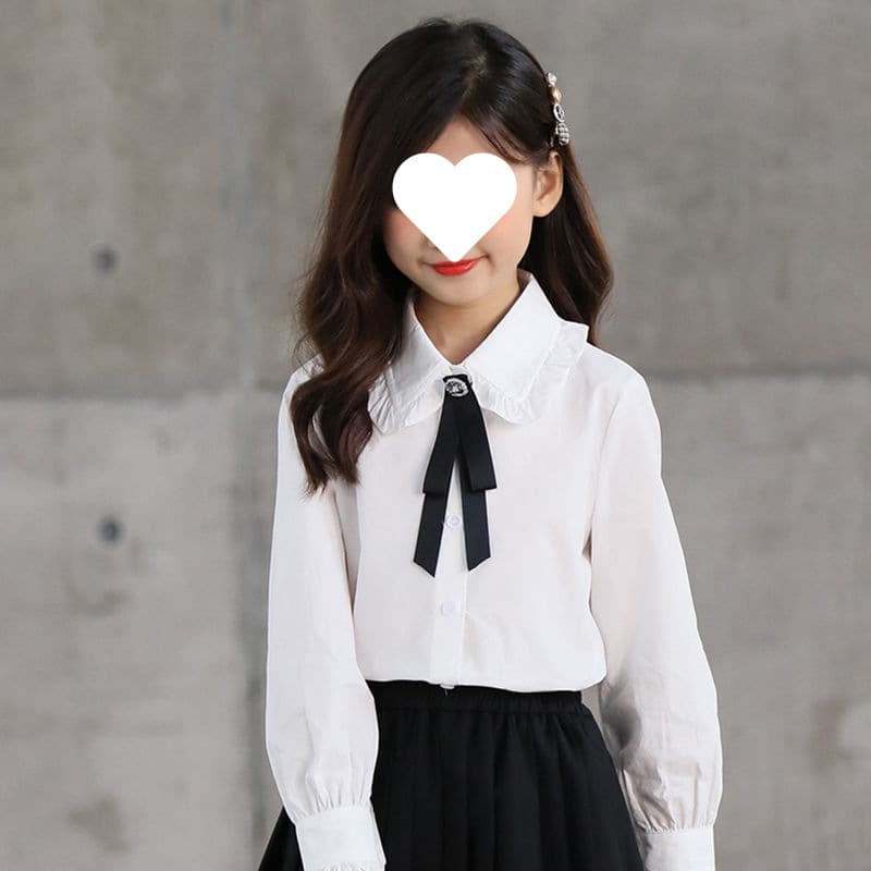 Girls White Blouse 2025 Spring Autumn Children Shirt Korean Style Campus Cotton Long Sleeve Top