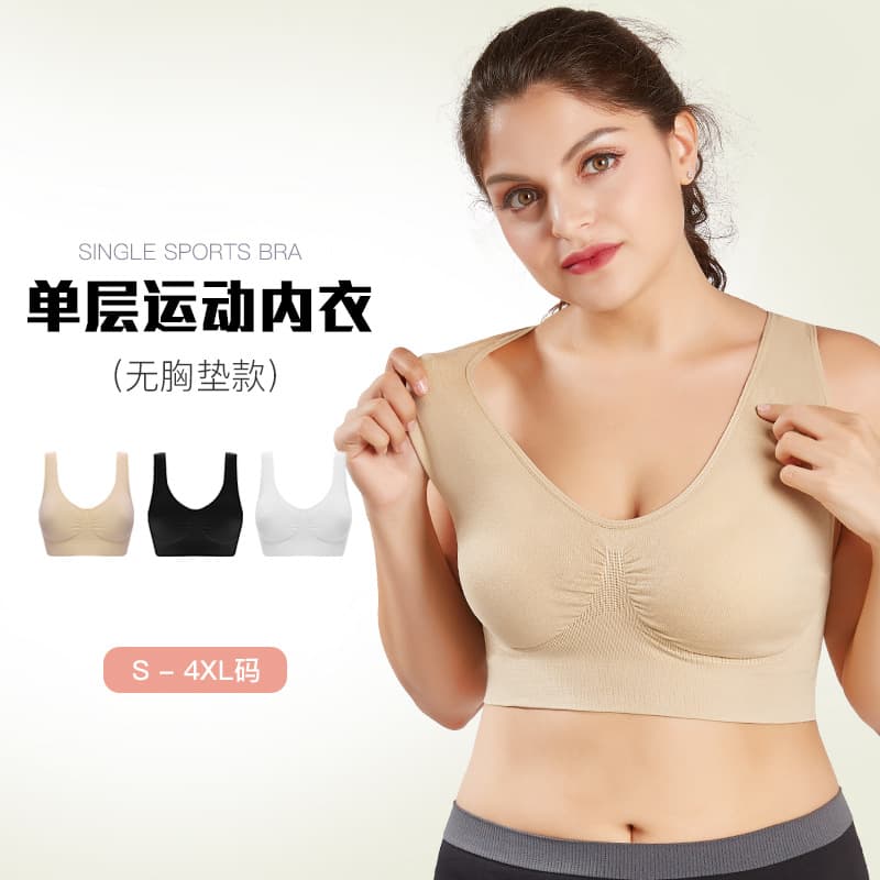 Wireless Sports Bra for Plus Size Women, No Padding, No Underwire, Seamless Full Coverage Sleep Bra