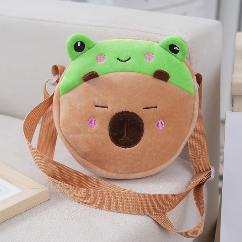 New Ugly Cute Capybara Kids' Storage Bag, Cartoon Plush Kapibara-san Wallet Crossbody Bag