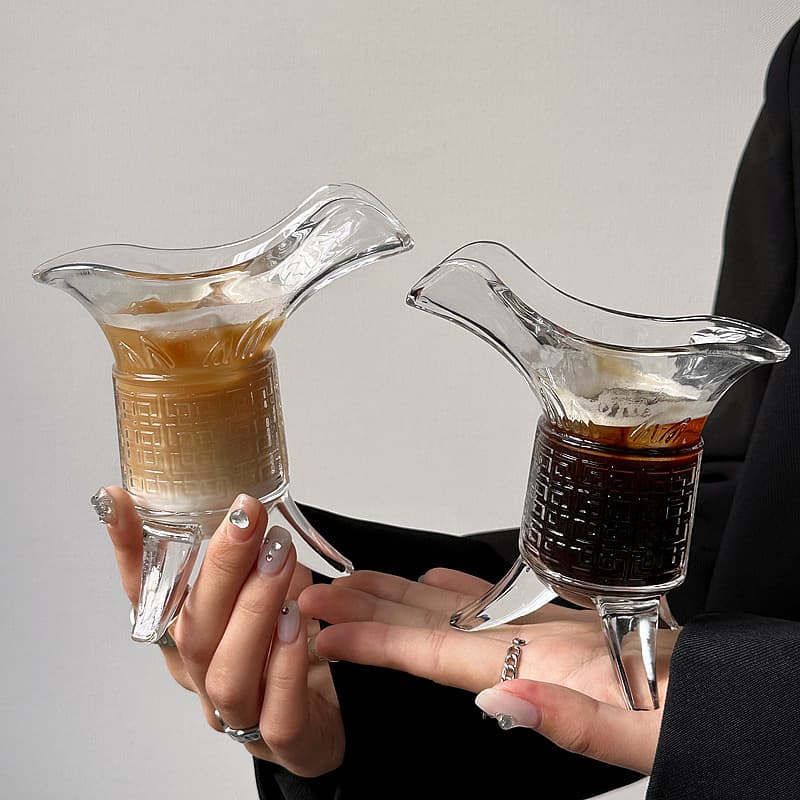 Imperial Cup Iced Americano Latte Coffee Cup Ins-Style Creative Quirky Three-Legged Goblet Glass Cup Milk Tea Cup Wine Glass