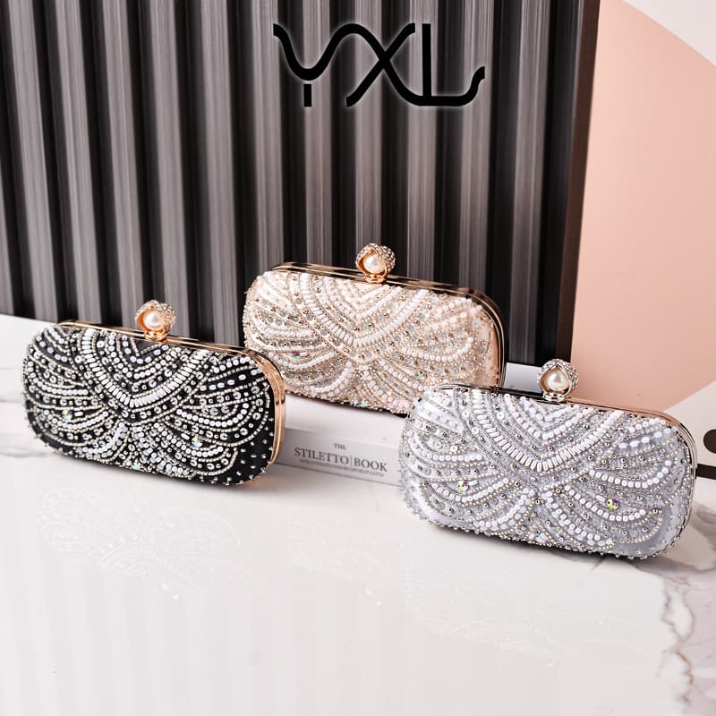 New Cross-Border Women's Evening Bag Embroidered Rhinestone Party Banquet Bag Crossbody Dress Bag Bride Clutch