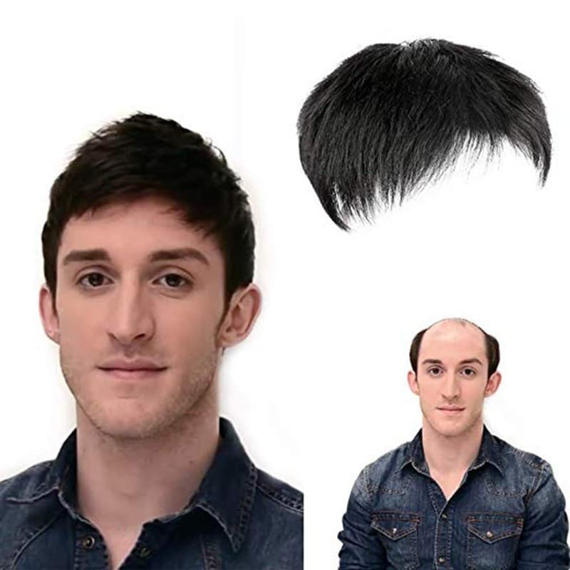 Xuchang Men's Hairpiece Replacement for Baldness, Wholesale Invisible Seamless Men's Hair Block Real Hair Clip
