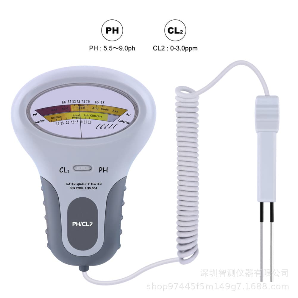 Portable Swimming Pool Residual Chlorine Meter, Drinking Water pH Acid-Base Test Pen, Fish Tank Pool Residual Chlorine Analyzer